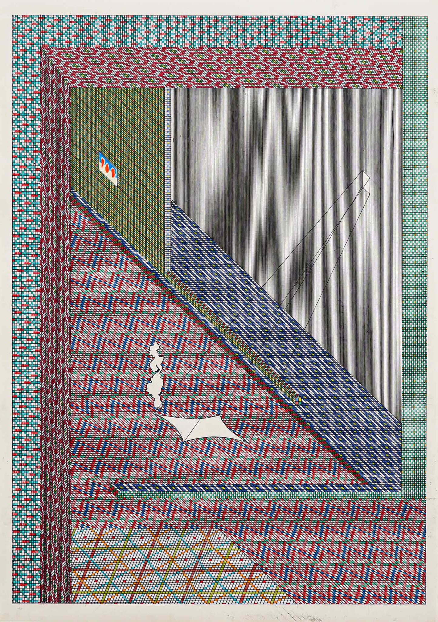 Einfall, 2025, rollerball pen and coloured pencil on paper, 100 × 70 cm